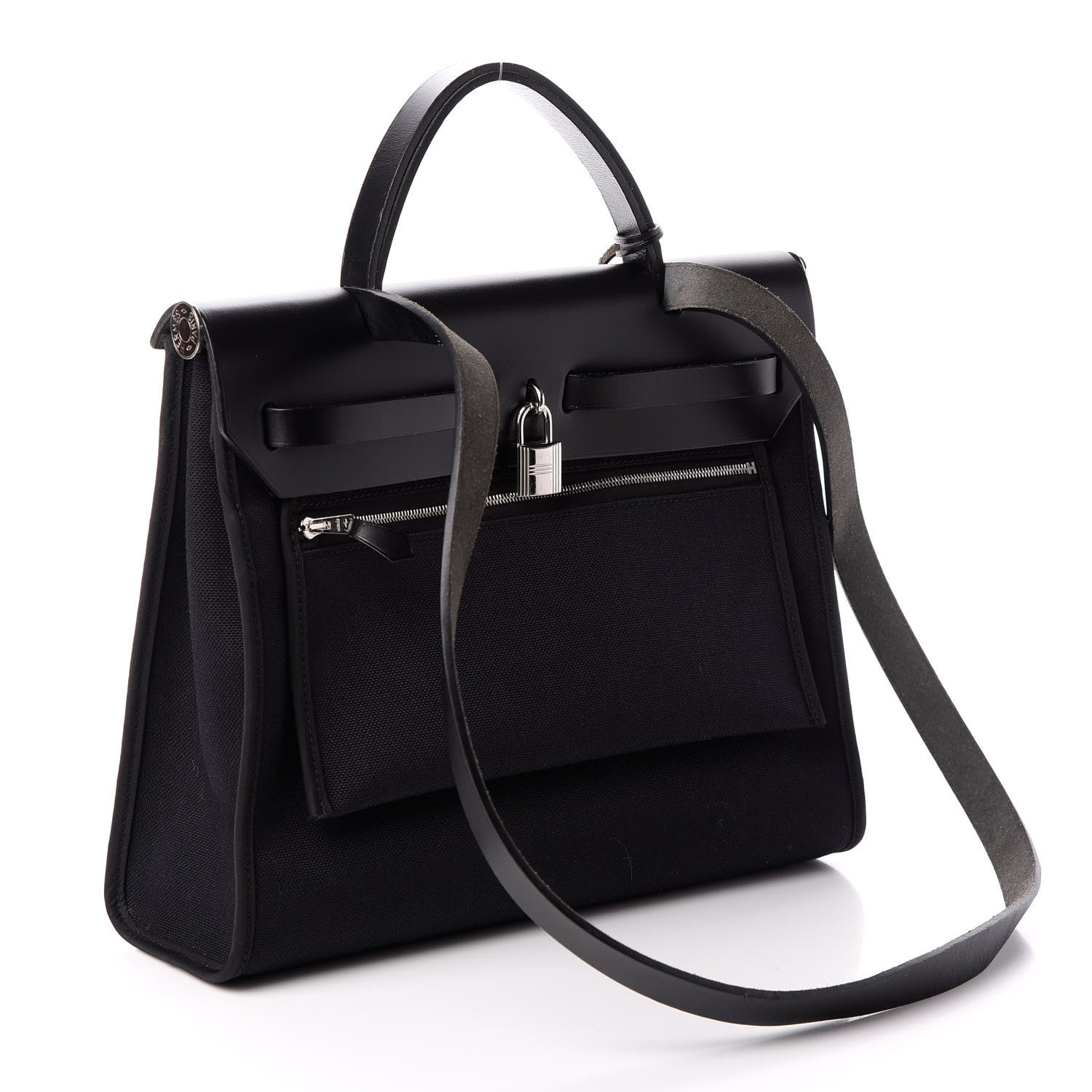 Hermes Military Toile Vache Hunter Herbag Zip PM 31 Black 4 of 11