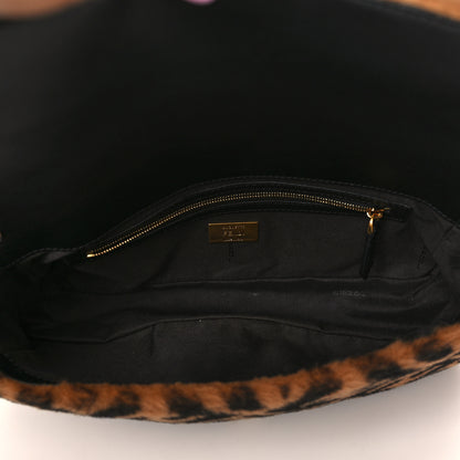 Fendi Shearling Vitello Dolce Macro FF 1974 Baguette Tobacco Black 5 of 9
