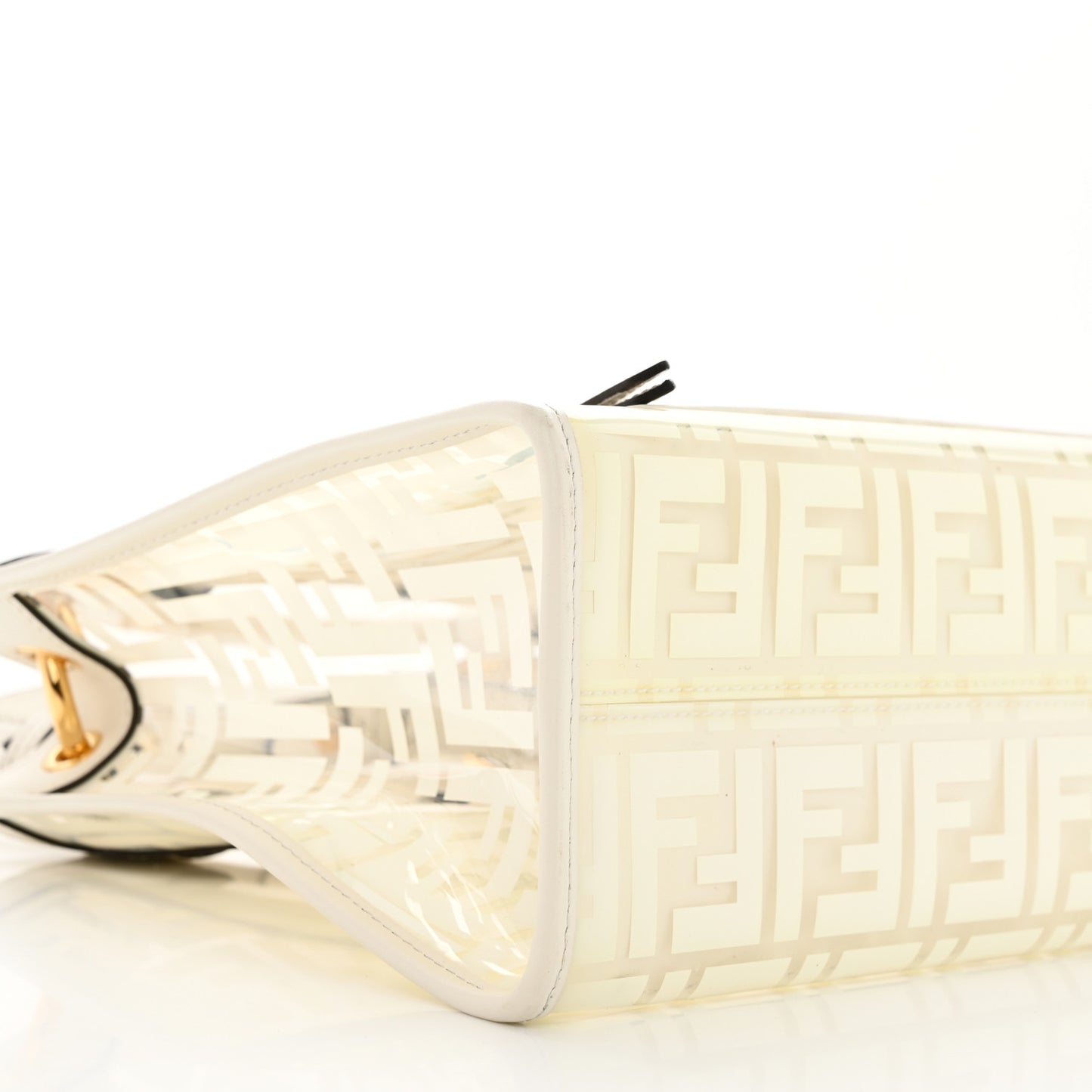 TPU FF Vitello Century Plexiglass Small Runaway Shopper Tote White