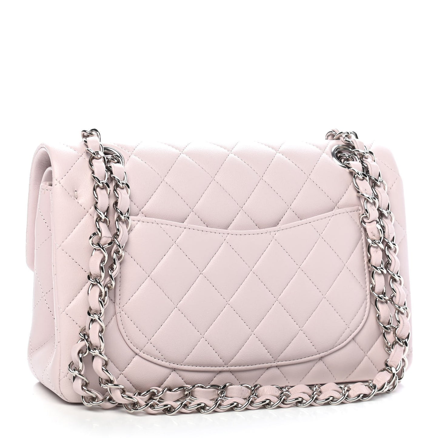 Lambskin Quilted Small Double Flap Light Purple