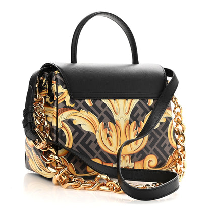 Versace X FENDI Grained Calfskin Fendace La Medusa Medium Top Handle Bag Black Multicolor 3 of 9