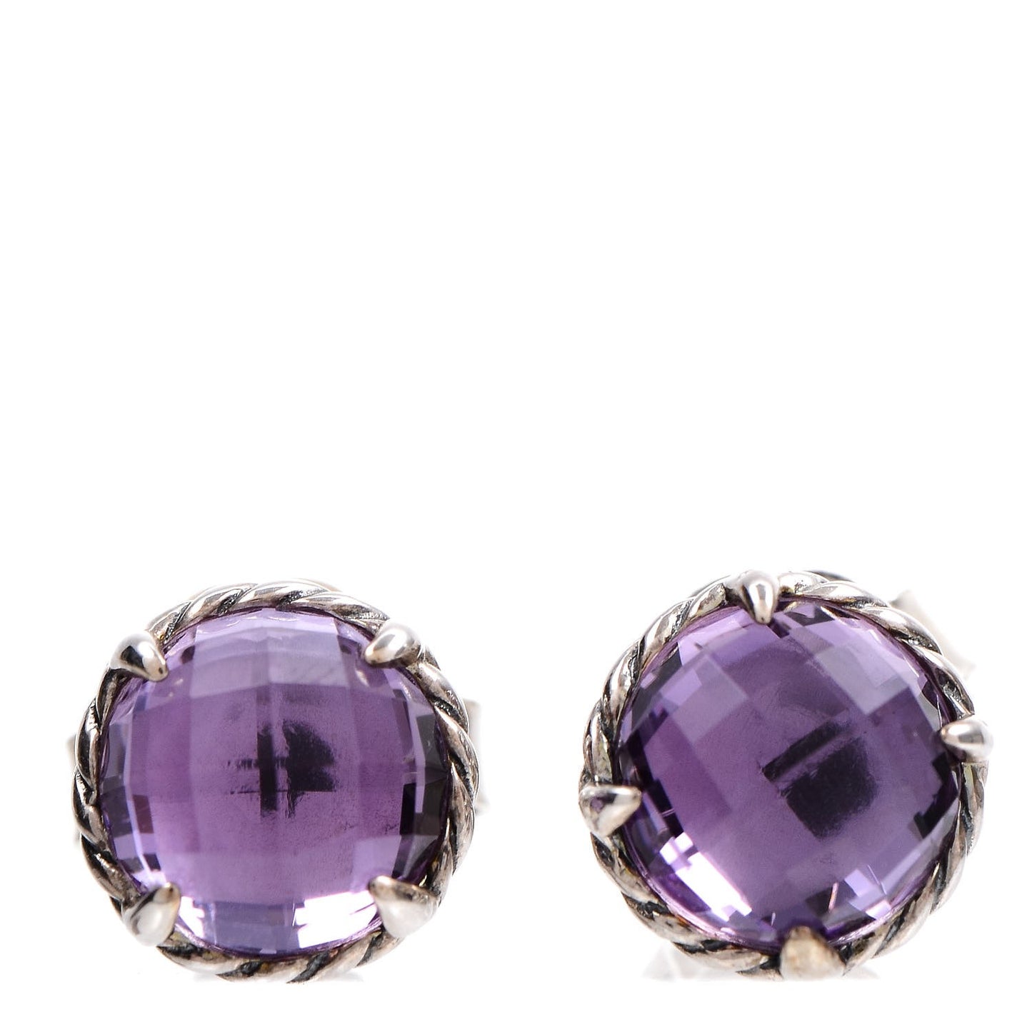 Sterling Silver Amethyst 8mm Chatelaine Earrings