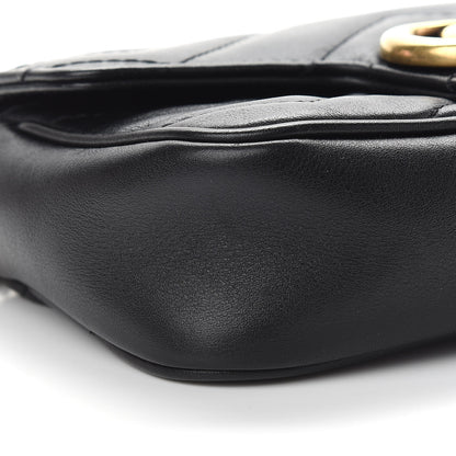 Gucci Calfskin Matelasse Super Mini GG Marmont Shoulder Bag Black 8 of 9