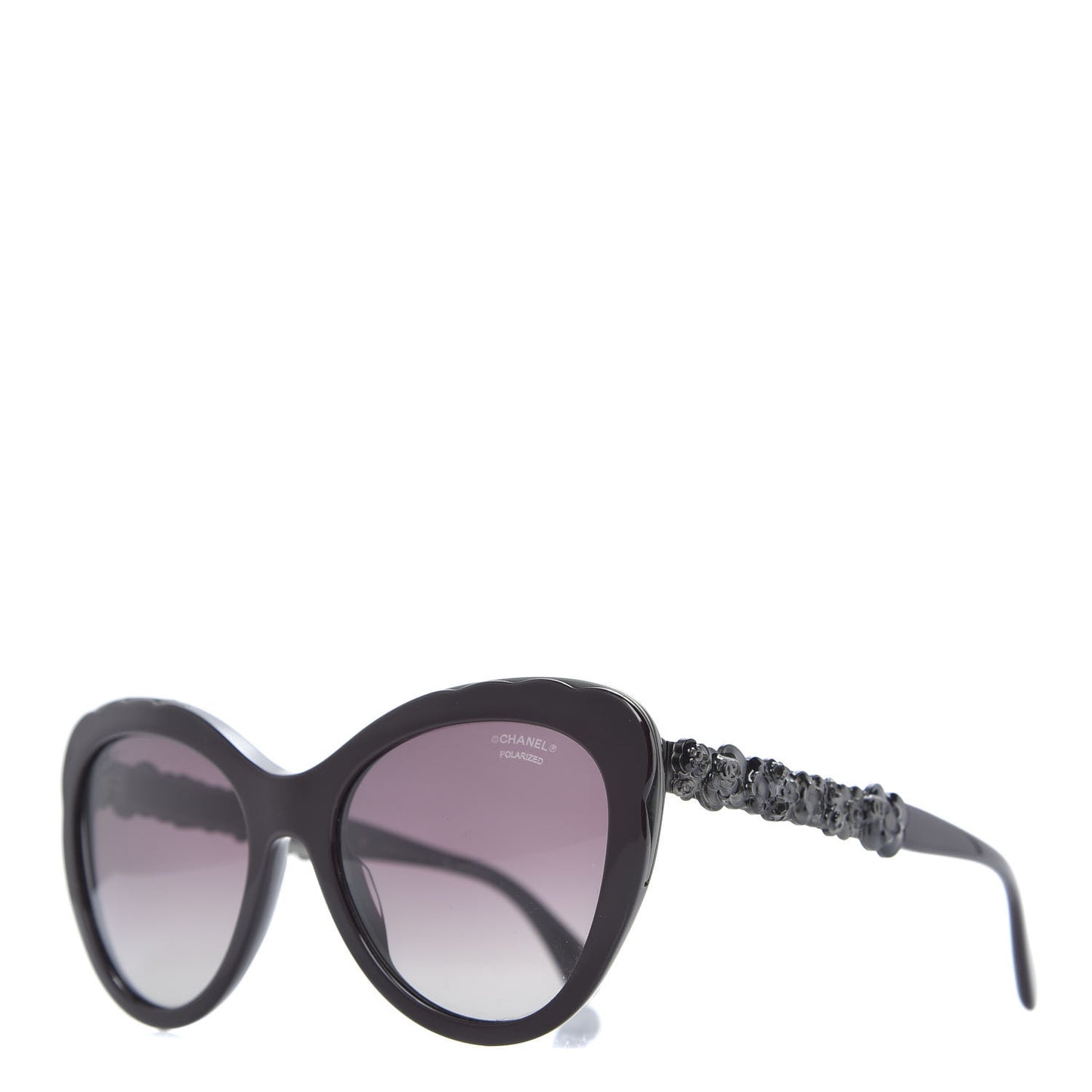 Acetate Polarized Bijou Cat Eye Sunglasses 5354 Black