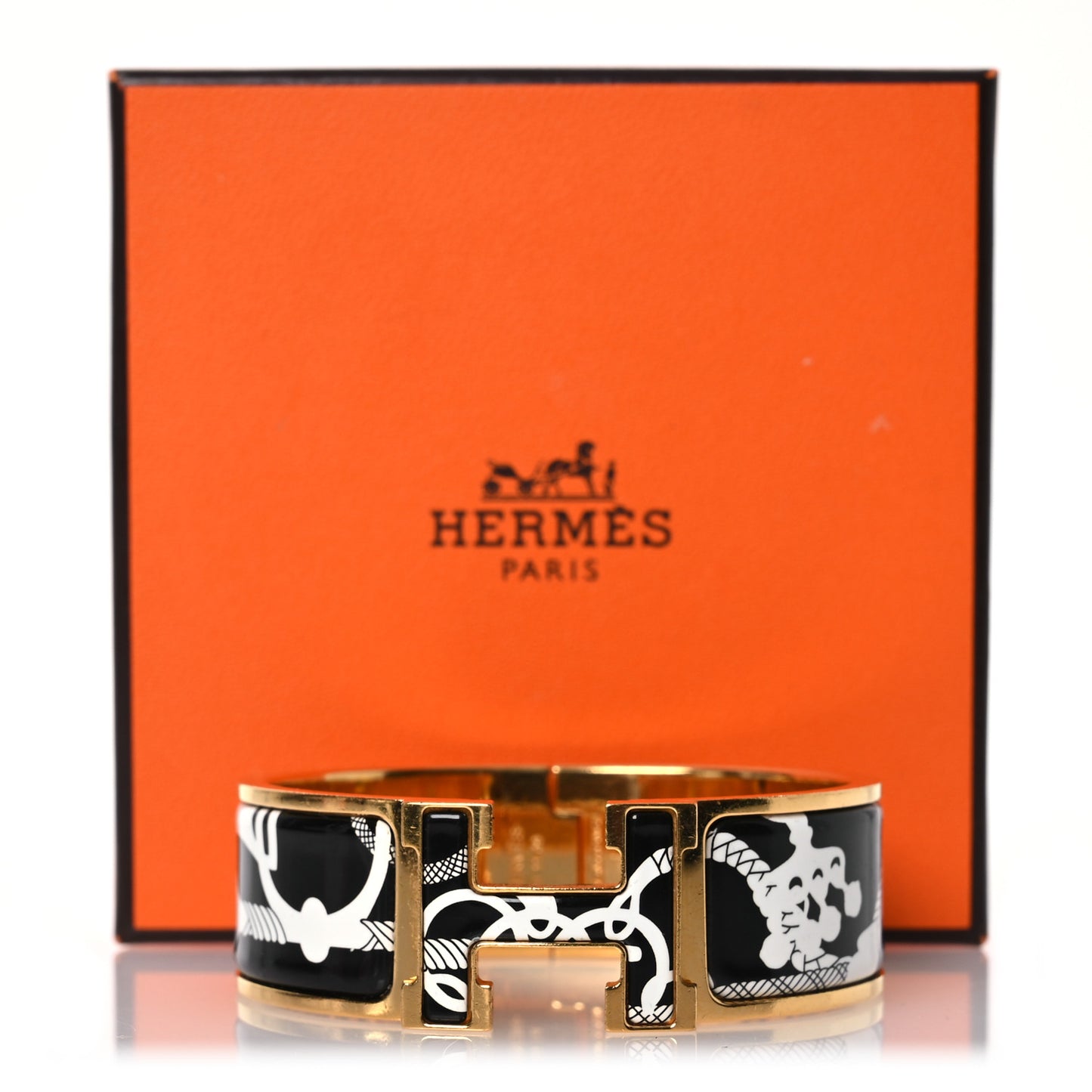 Enamel Printed Wide Panoplie Equestre Clic H Bracelet PM Positif Negatif