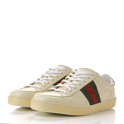 Gucci Grained Calfskin Ayers Mens Ace Sneakers 9.5 White Verde Rosso 3 of 10