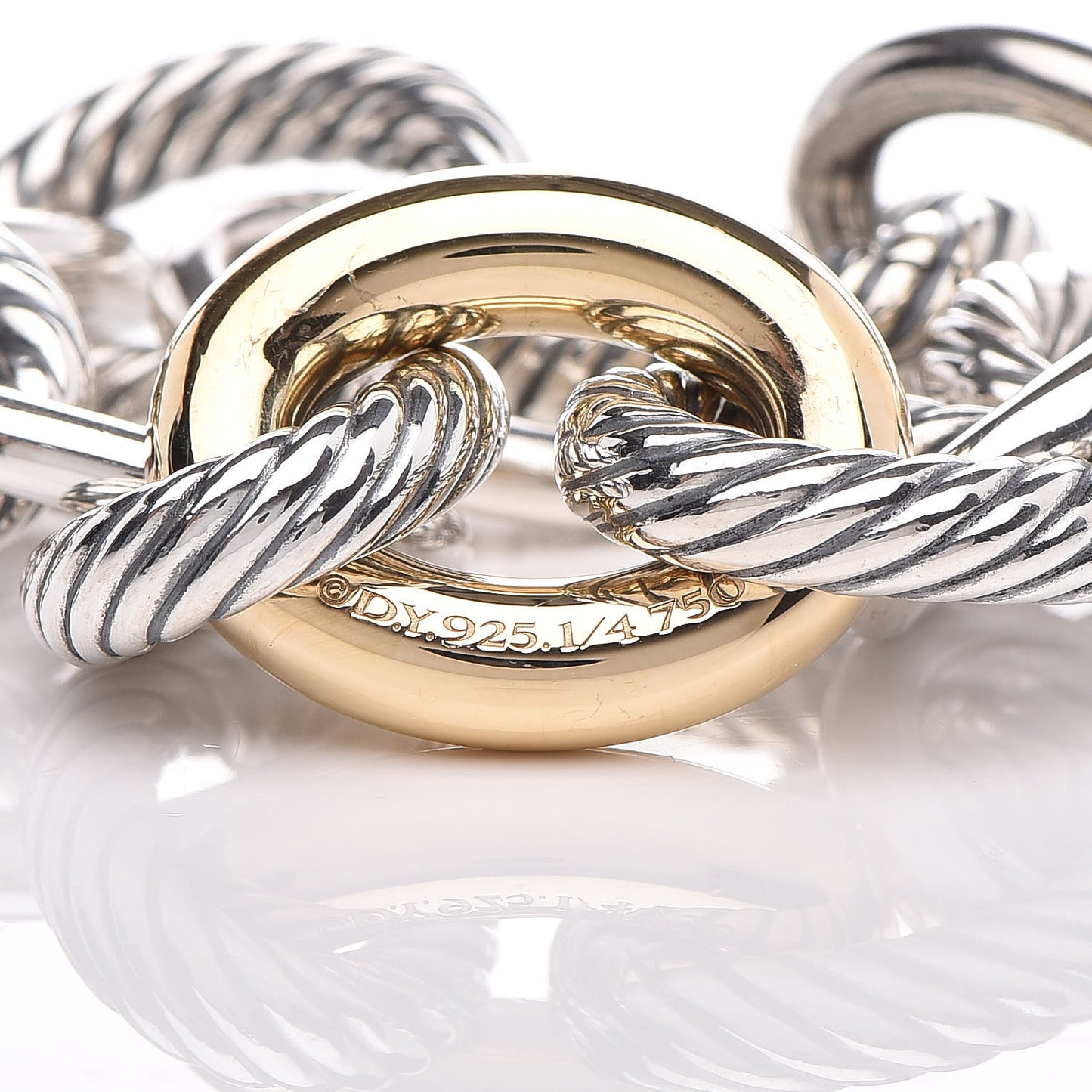 Sterling Silver 18K Yellow Gold 19mm Extra Large Oval Link Bracelet