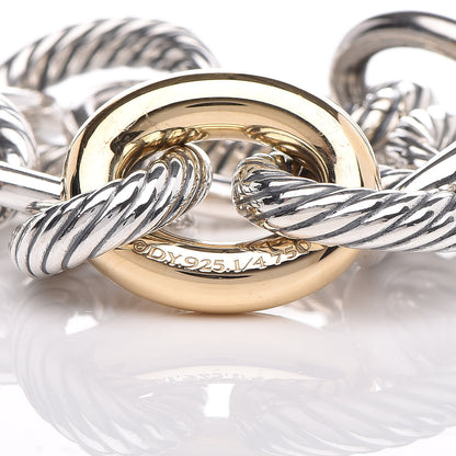 David Yurman Sterling Silver 18K Yellow Gold 19mm Extra Large Oval Link Bracelet 4 of 6