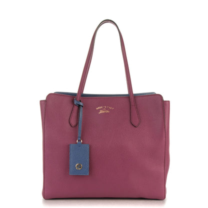 Gucci Dollar Calfskin Medium Swing Tote Peonia Flower Washed Blue 1 of 7