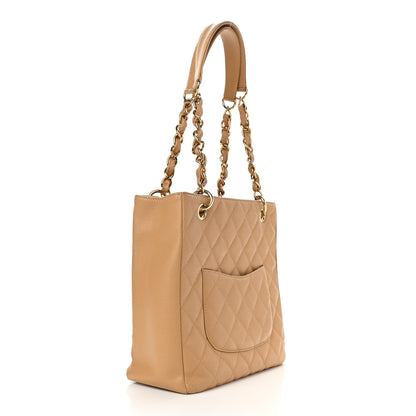 Chanel Caviar Quilted Petit Shopping Tote PST Beige 3 of 9