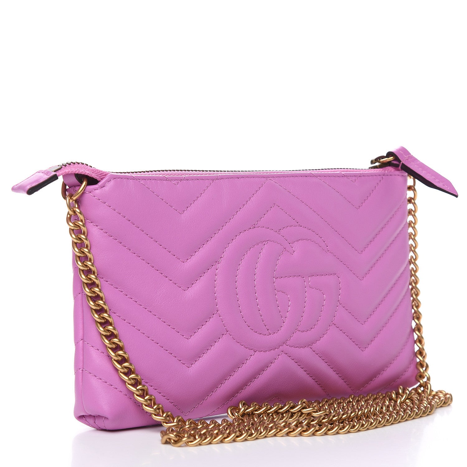 Gucci Calfskin Matelasse Mini GG Marmont Chain Bag Candy Mousse 3 of 10