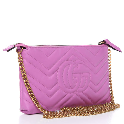 Gucci Calfskin Matelasse Mini GG Marmont Chain Bag Candy Mousse 3 of 10