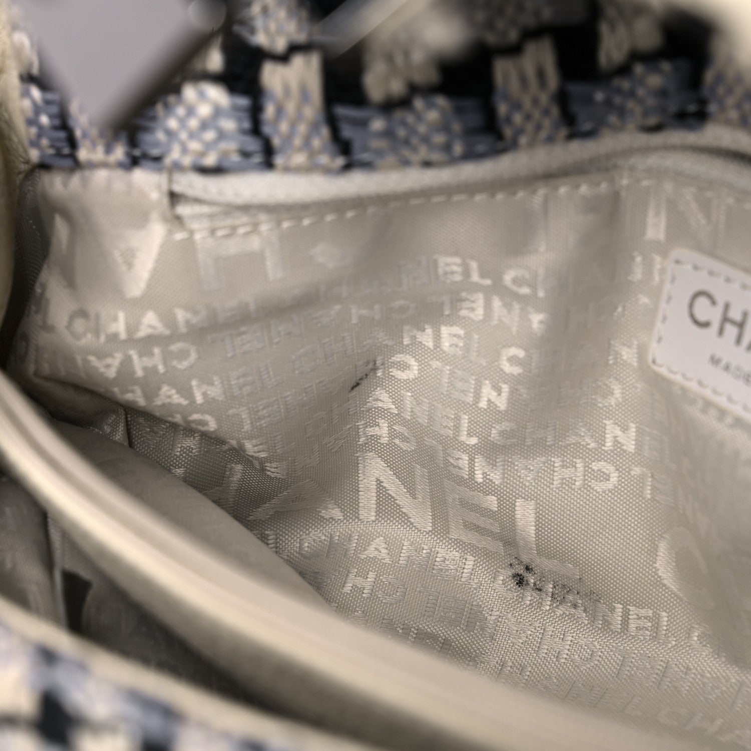 Chanel Tweed Calfskin Woven Single Flap Blue 12 of 19