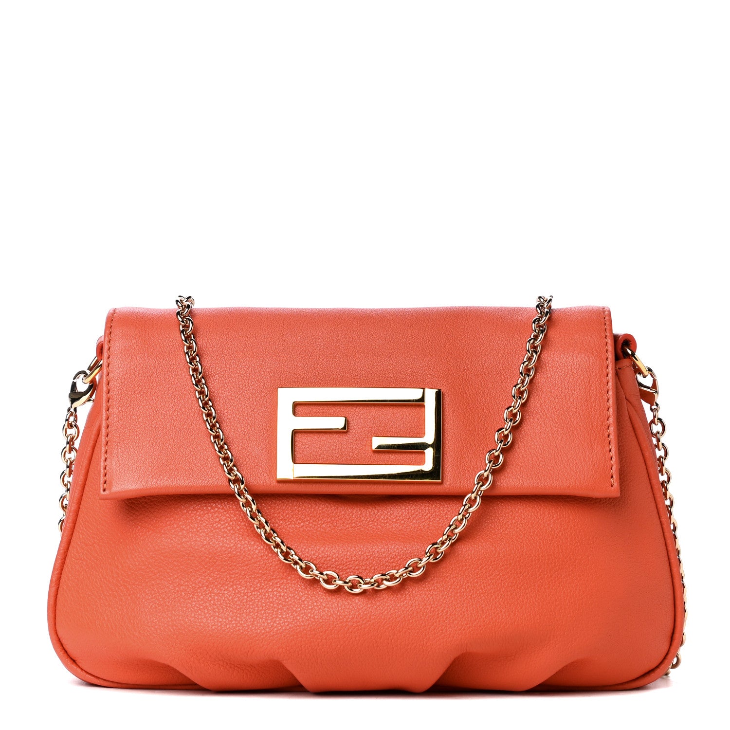 Fendi Vitello Flamingo Fendista Pouchette Crossbody Arancio 1 of 3