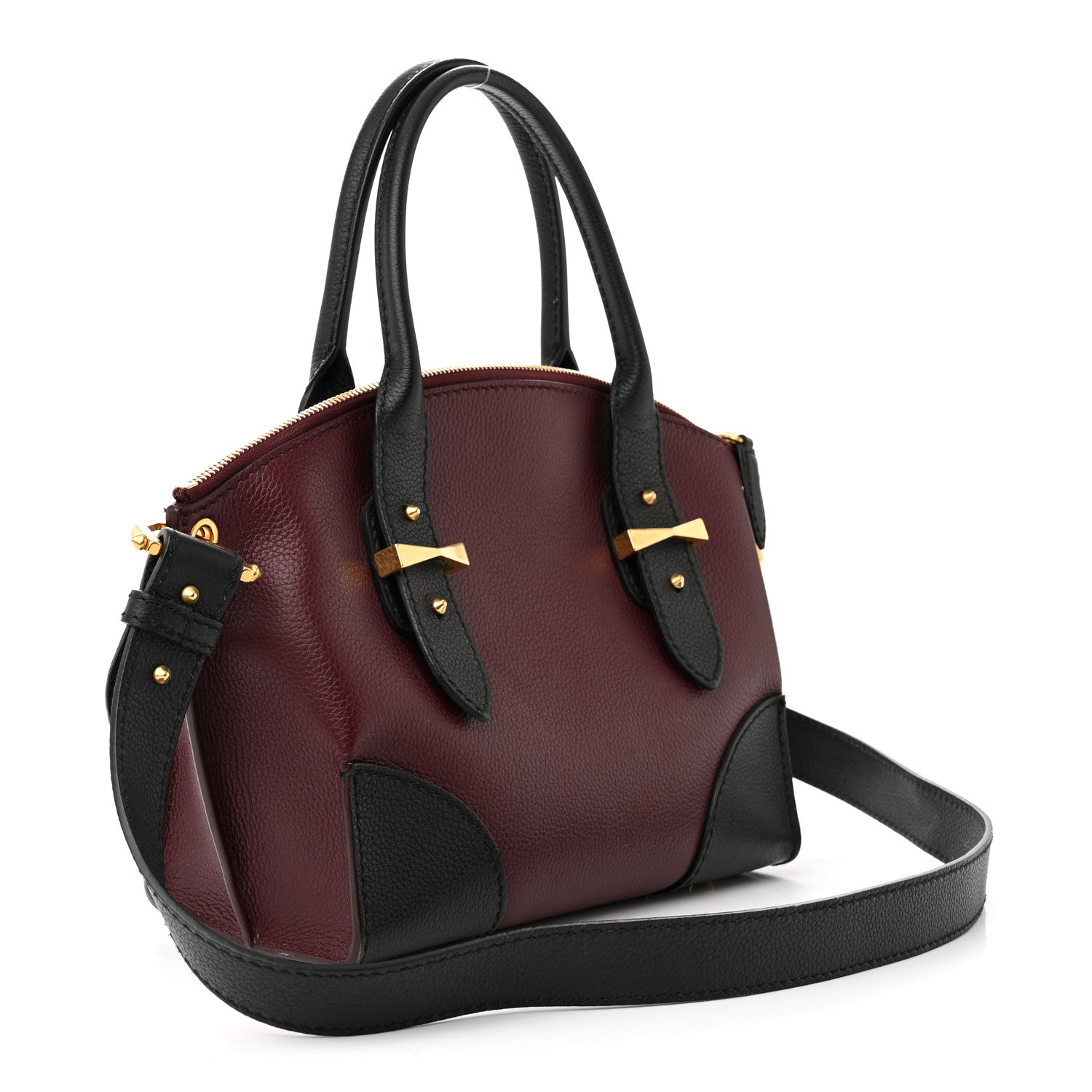 Alexander McQueen Grained Calfskin Small Bi-Color Legend Satchel Burgundy Black 3 of 10