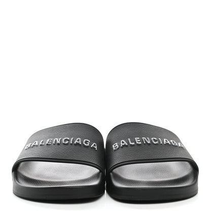 Balenciaga Rubber Womens Logo Pool Slide Sandals 38 Black 2 of 7