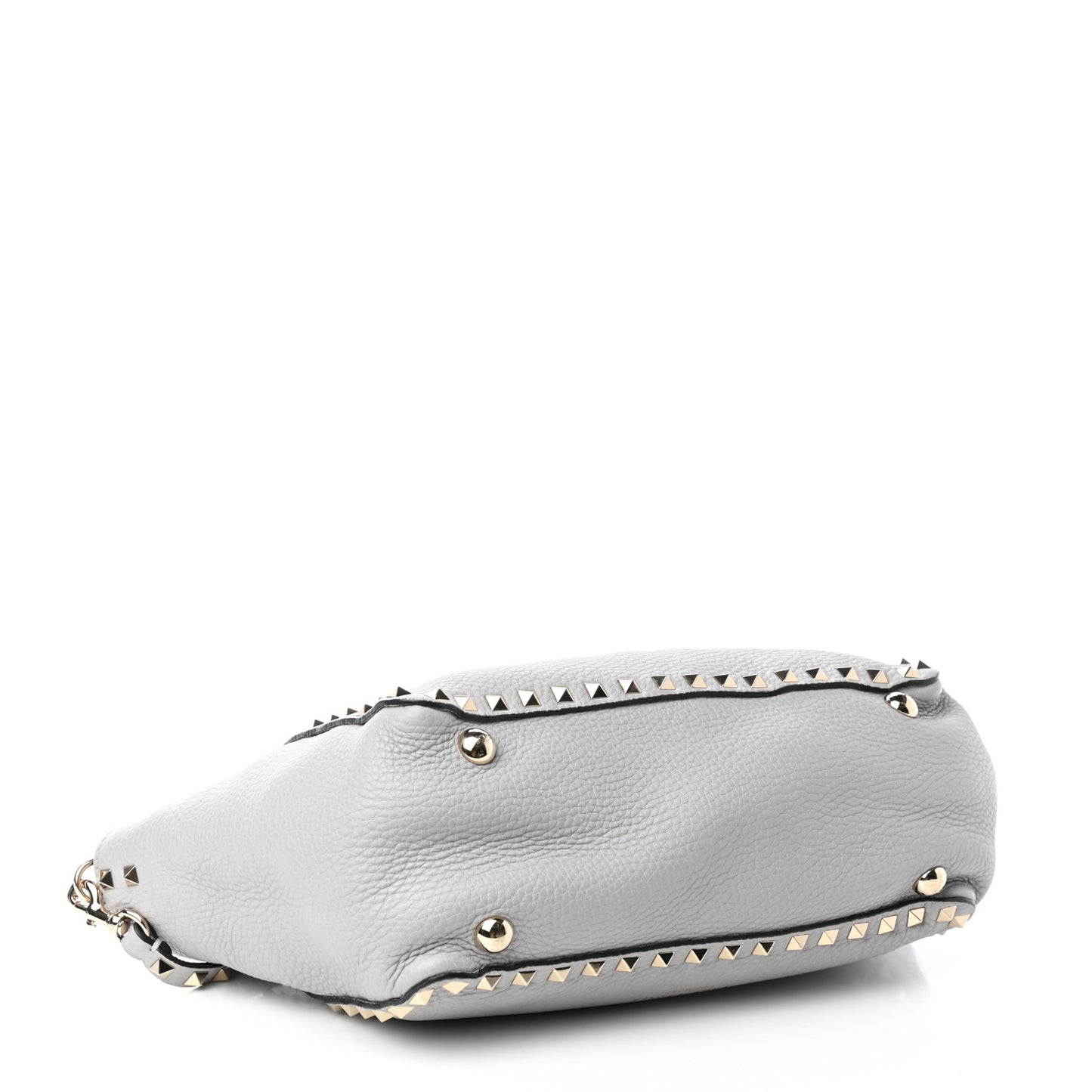 Grained Calfskin Small Rockstud Tote Pastel Grey