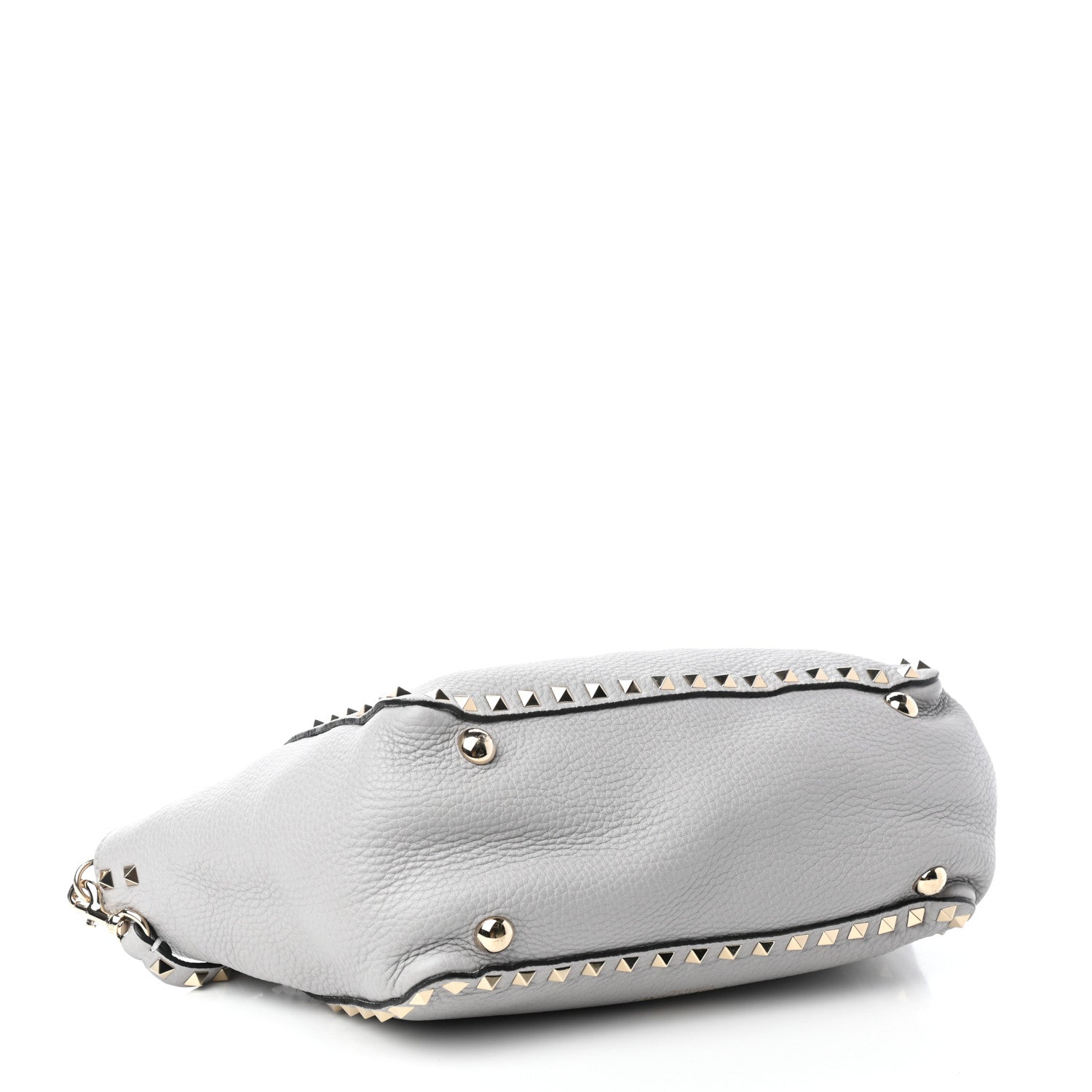 Valentino Garavani Grained Calfskin Small Rockstud Tote Pastel Grey 4 of 8