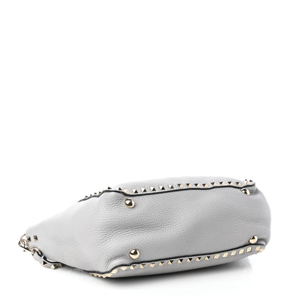 Valentino Garavani Grained Calfskin Small Rockstud Tote Pastel Grey 4 of 8