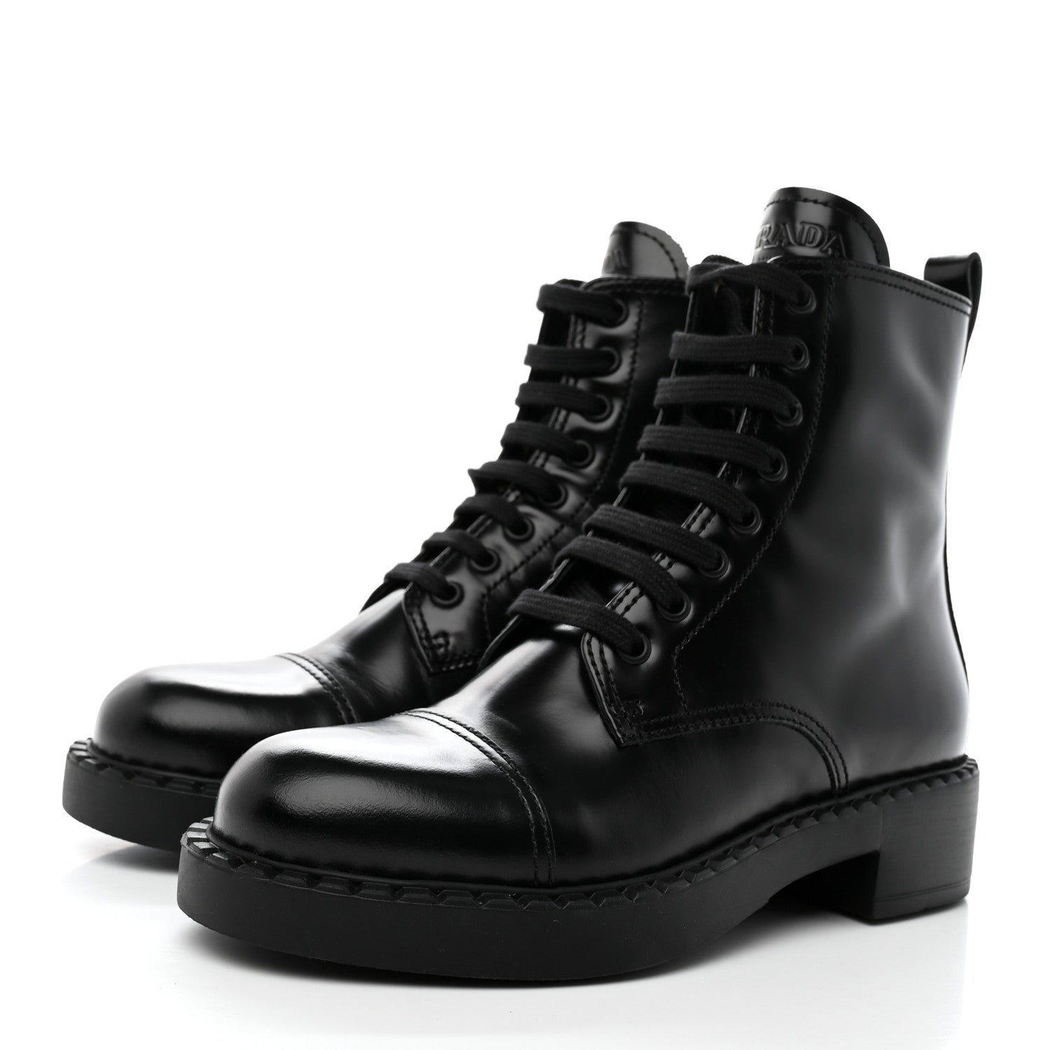 Prada Spazzolato Chocolate 50mm Combat Boots 36 Black 3 of 15