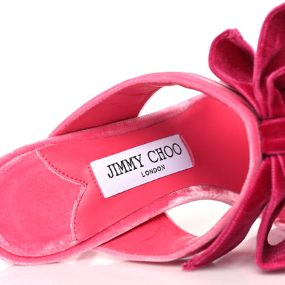 Jimmy Choo Velvet Bow Flaca 100 Sandals 37 Candy Pink Fuchsia 9 of 10