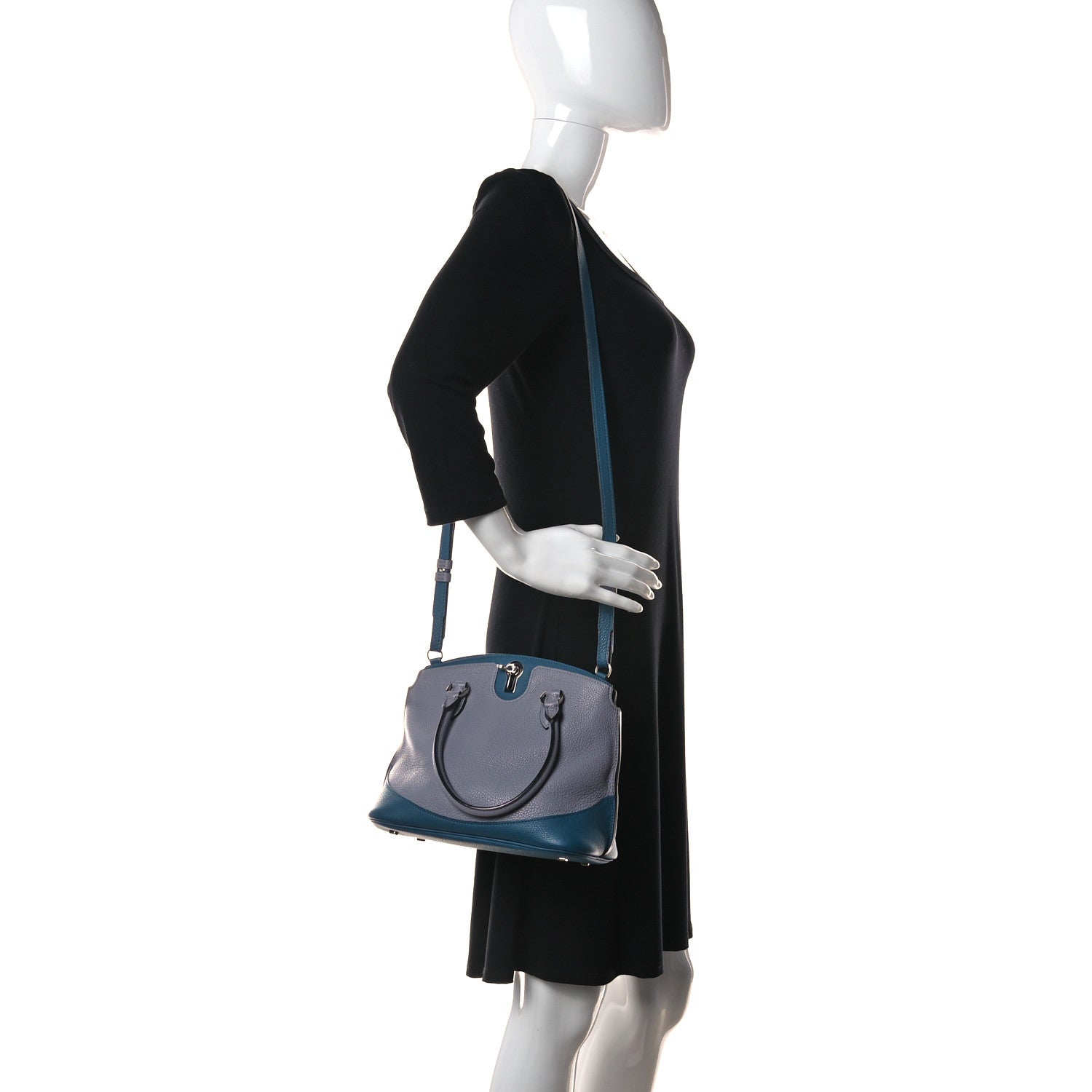 Moynat Taurillon Josephine PM Polar Prussian Blue 2 of 11
