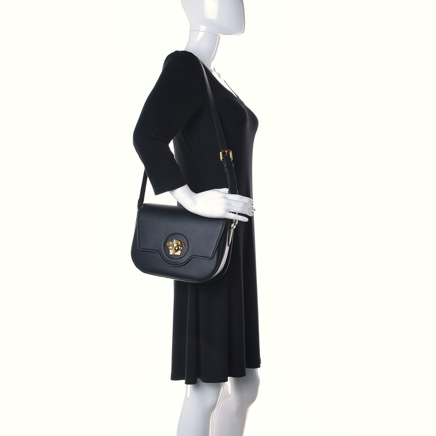 Calfskin Medusa Crossbody Bag Black
