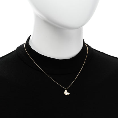 Van Cleef & Arpels 18K Yellow Gold Mother of Pearl Sweet Alhambra Butterfly Pendant Necklace 2 of 7