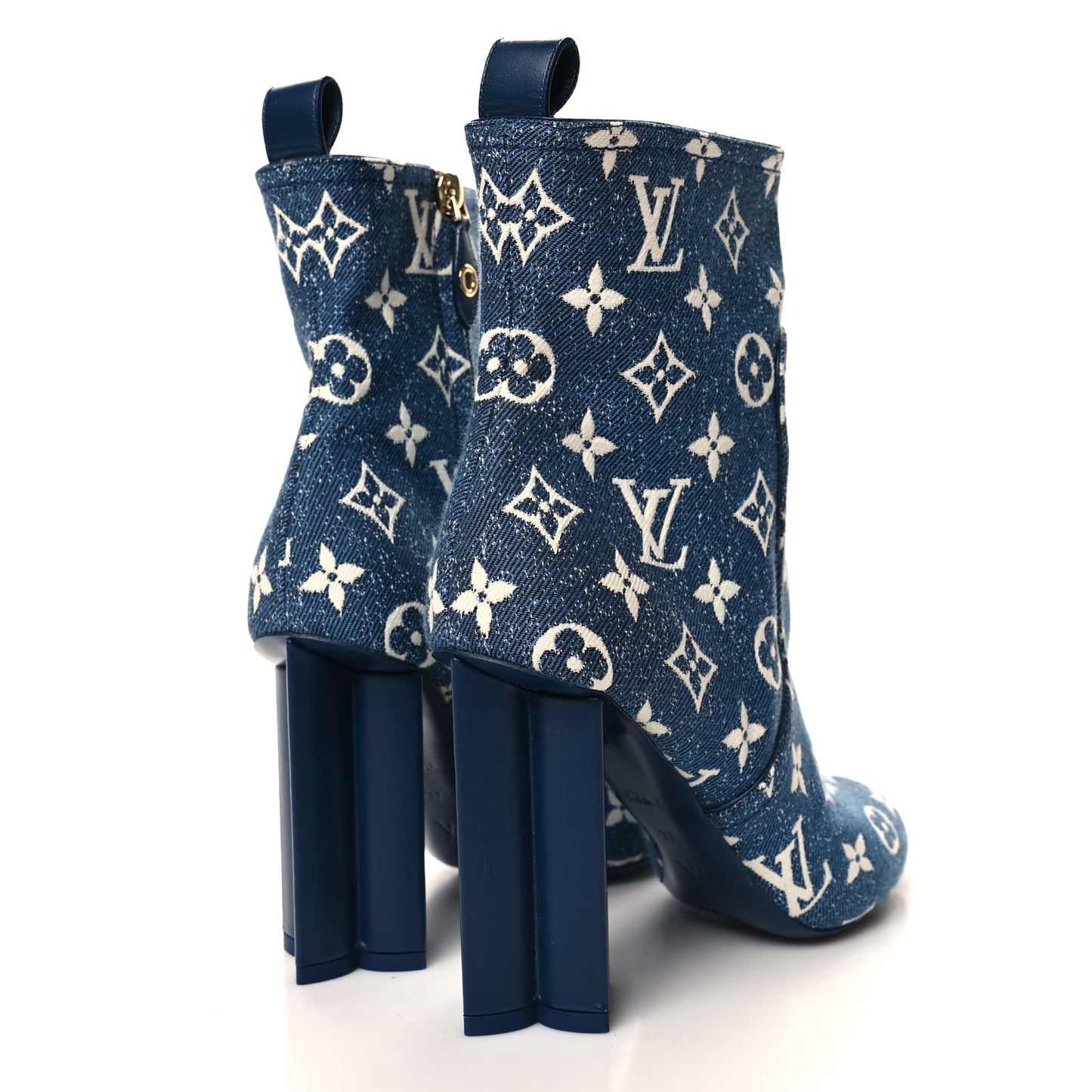 LOUIS VUITTON Denim Monogram Silhouette Ankle Boots 37 Navy Blue