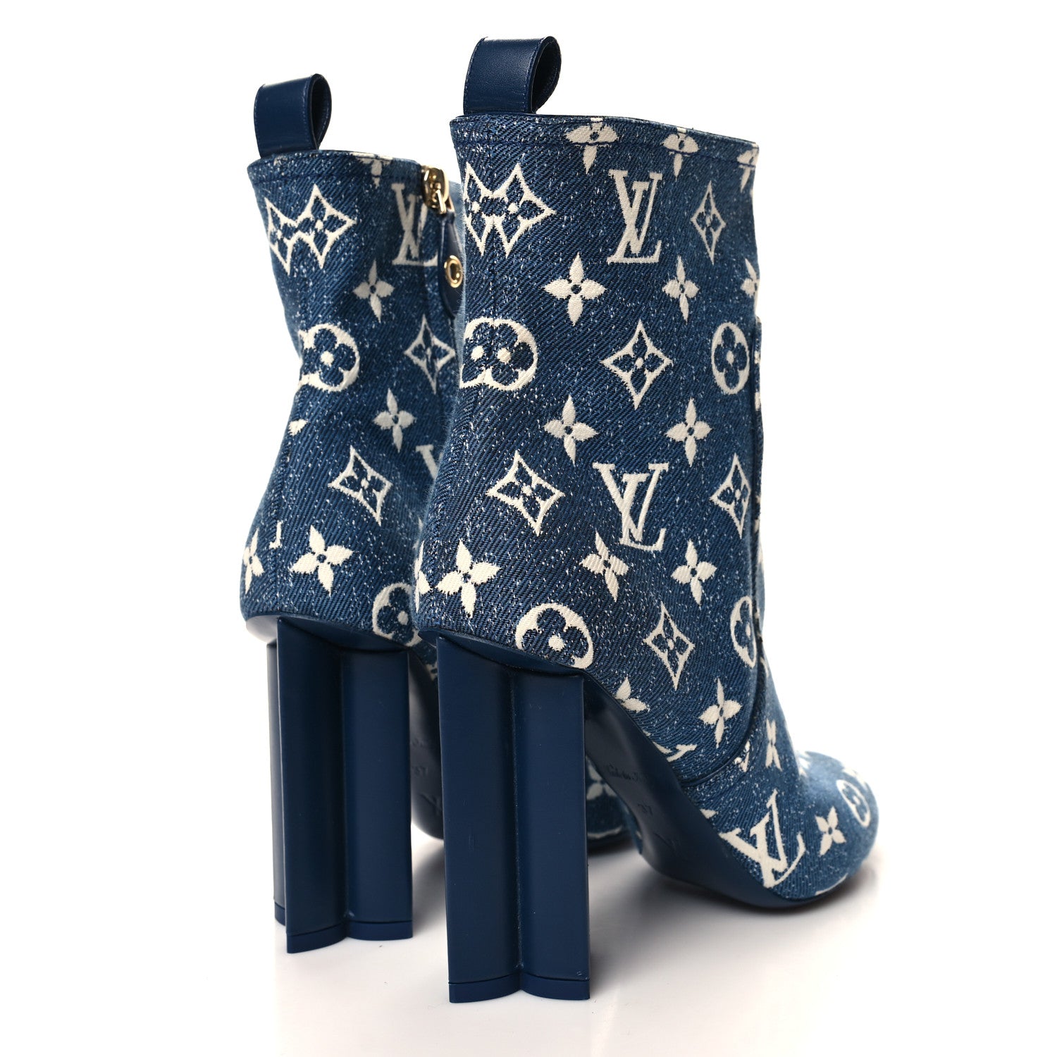 Louis Vuitton LOUIS VUITTON Denim Monogram Silhouette Ankle Boots 37 Navy Blue 4 of 9