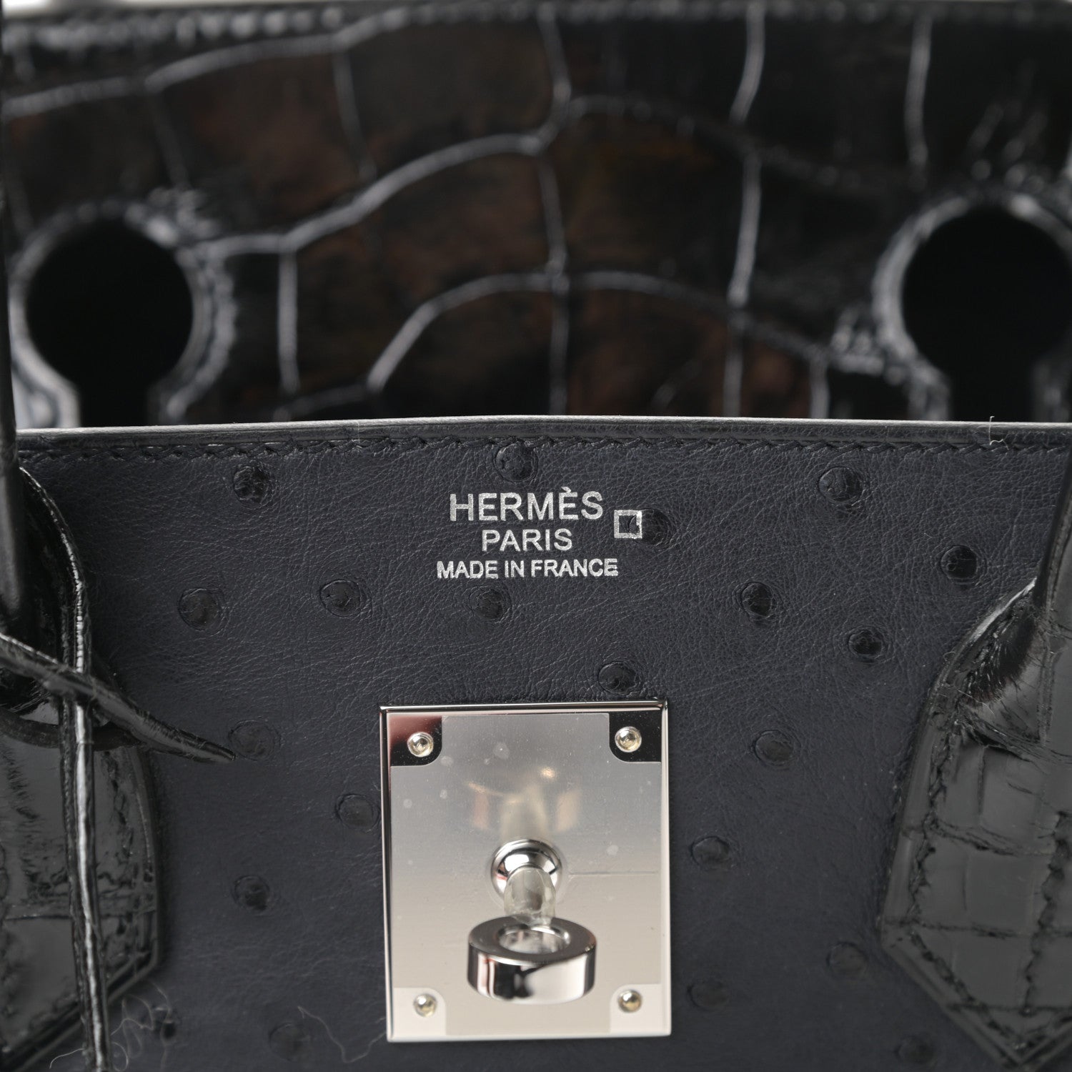 Hermes Ostrich Shiny Alligator Birkin Touch 30 Black 6 of 11