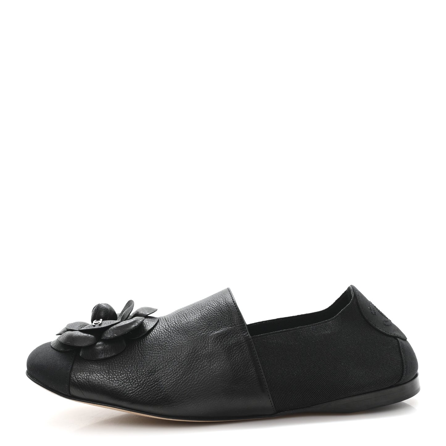 Calfskin Grosgrain Camellia Mocassin Loafers 41 Black