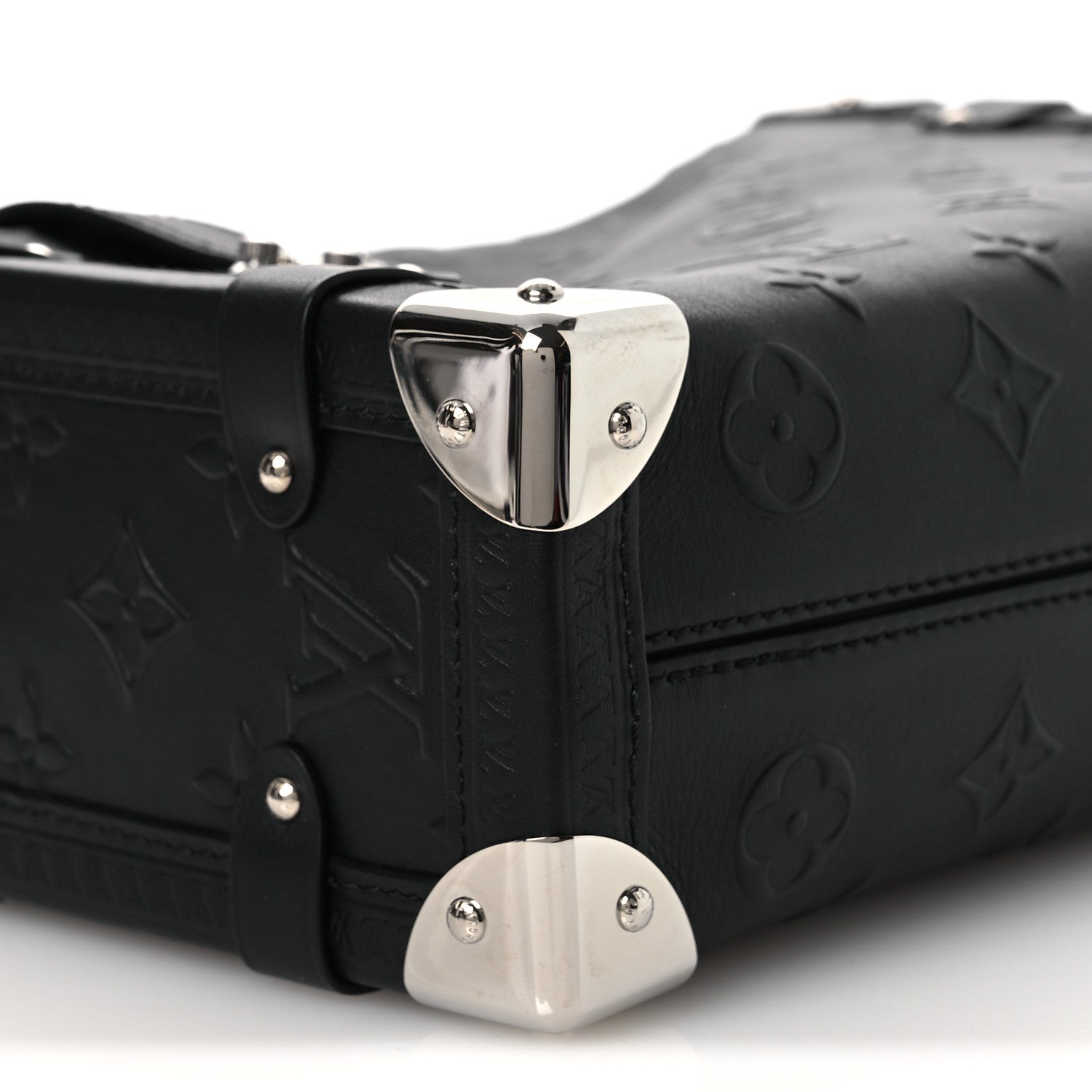 Louis Vuitton Calfskin Debossed Monogram Side Trunk Black 9 of 11