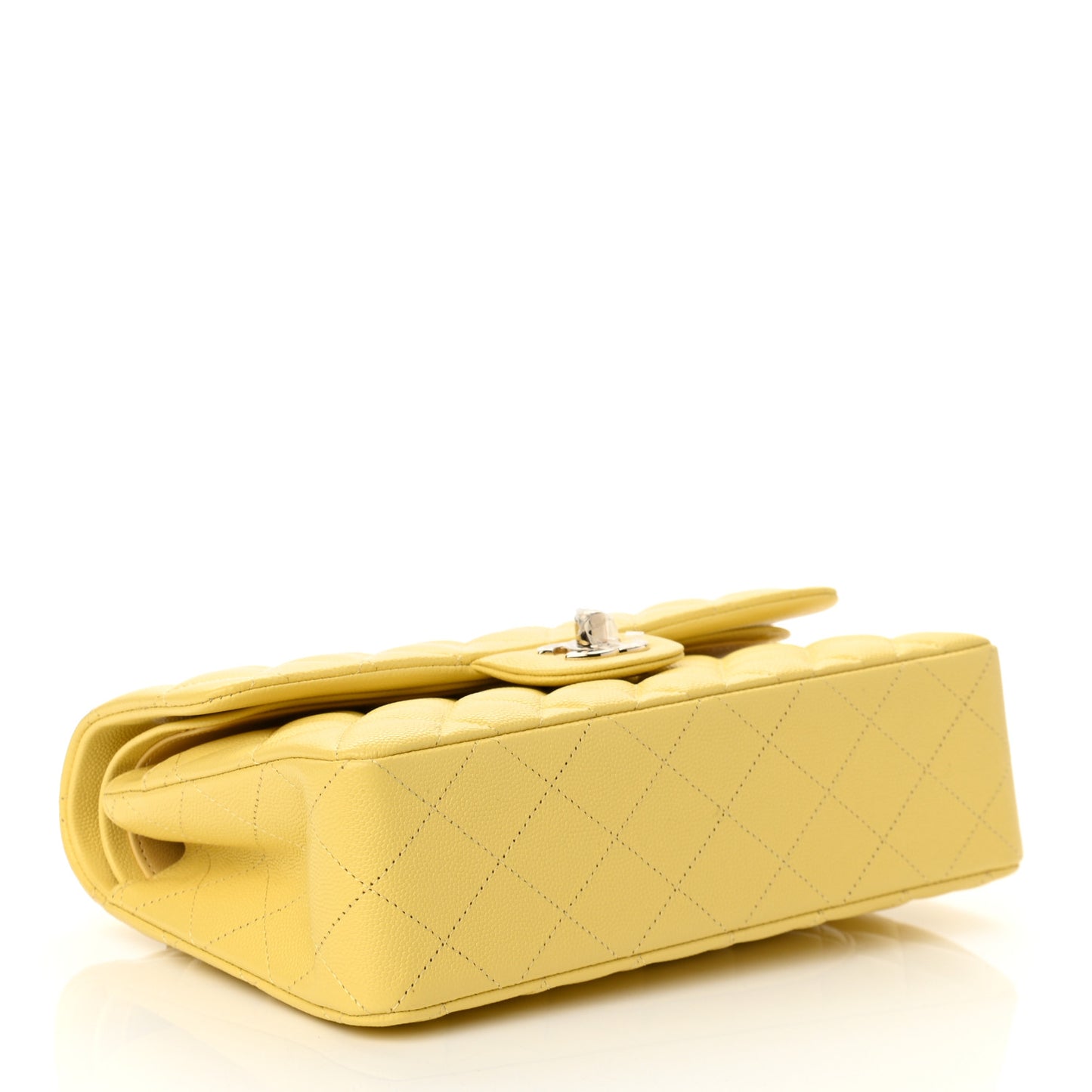 Caviar Quilted Small Double Flap Yellow