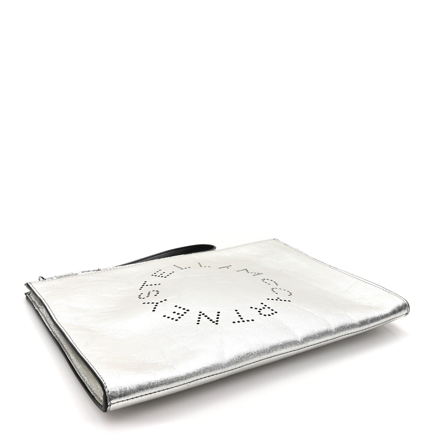Metallic Alter Nappa Perforated Pouch Silver