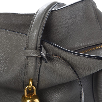 Alexander McQueen Pebbled Calfskin Large Skull Padlock Zip Around Tote Dark Grey 10 of 28