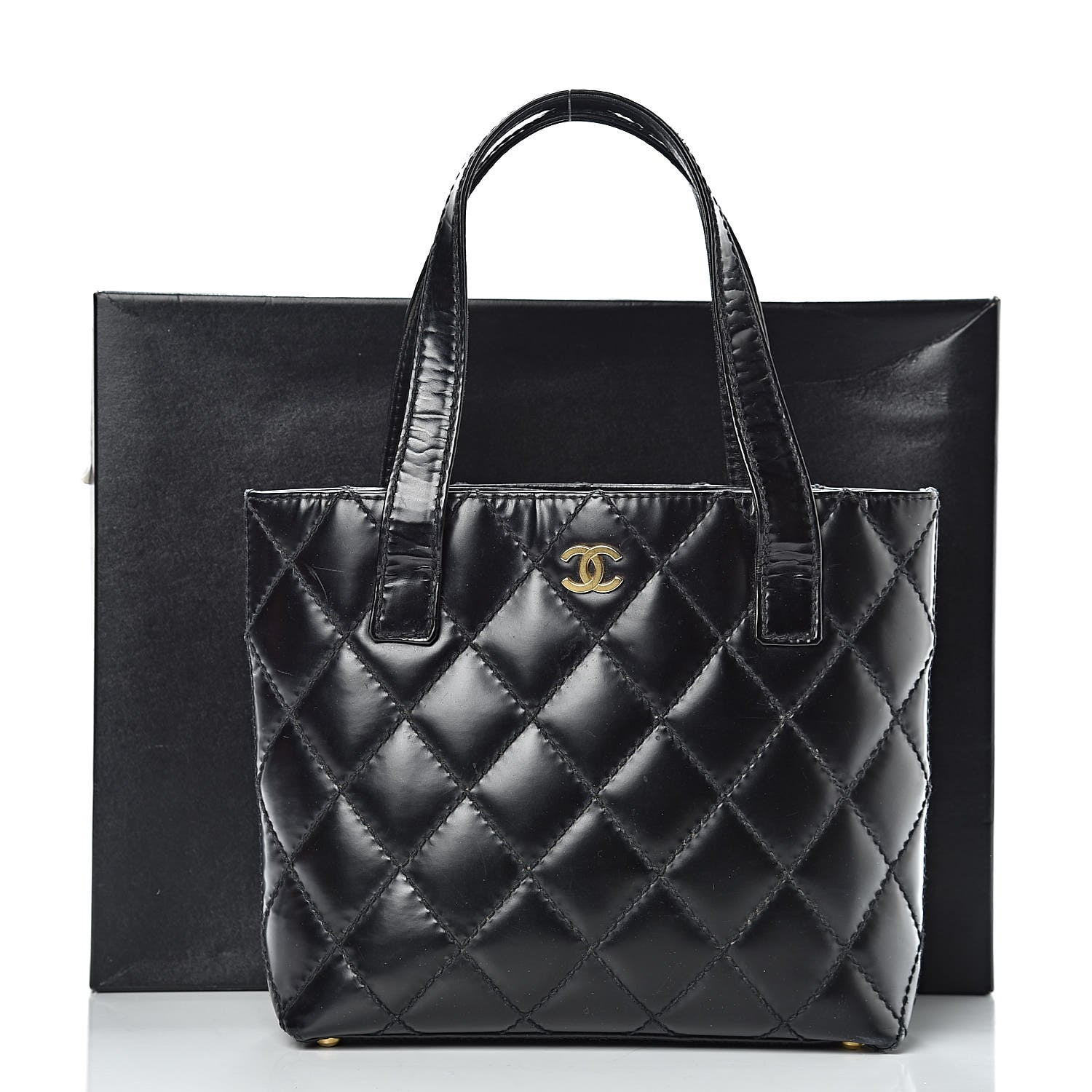 Chanel Calfskin Quilted Small Surpique Stitch Tote Black 19 of 19