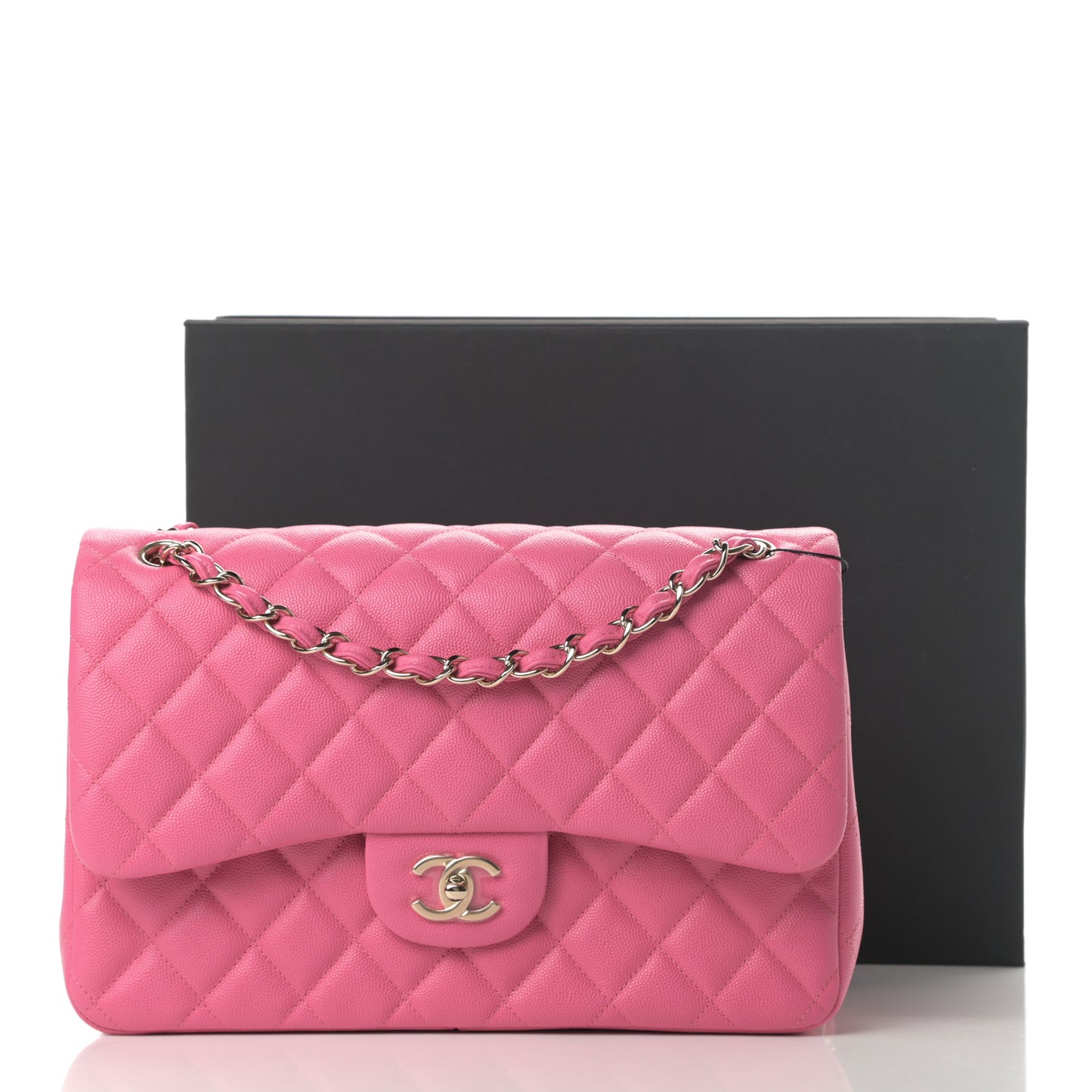 Caviar Quilted Jumbo Double Flap Pink