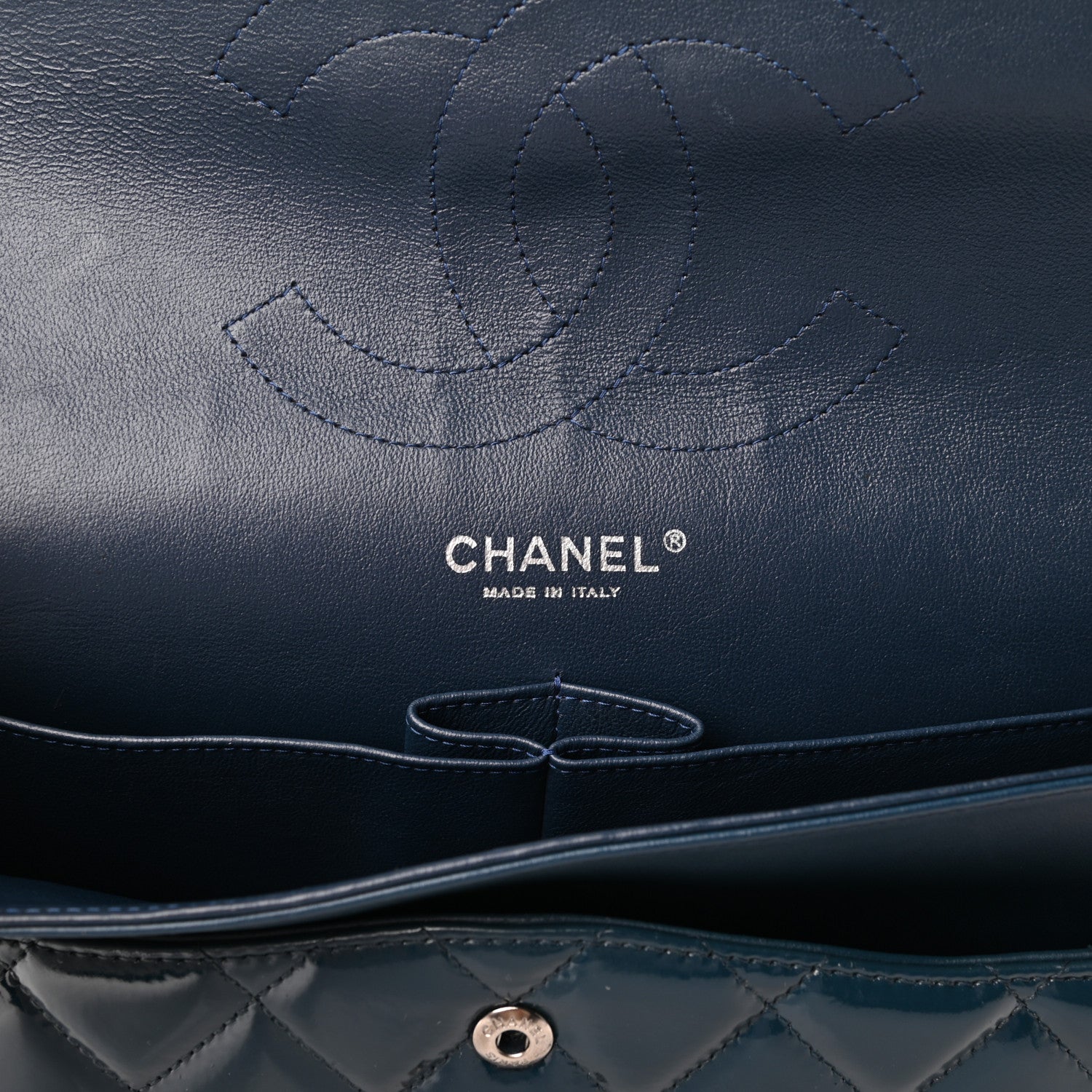 Chanel Patent Quilted Jumbo Double Flap Blue 7 of 10