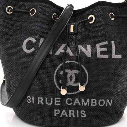 Chanel Lurex Canvas Deauville Drawstring Bag Navy Blue Gold 8 of 10