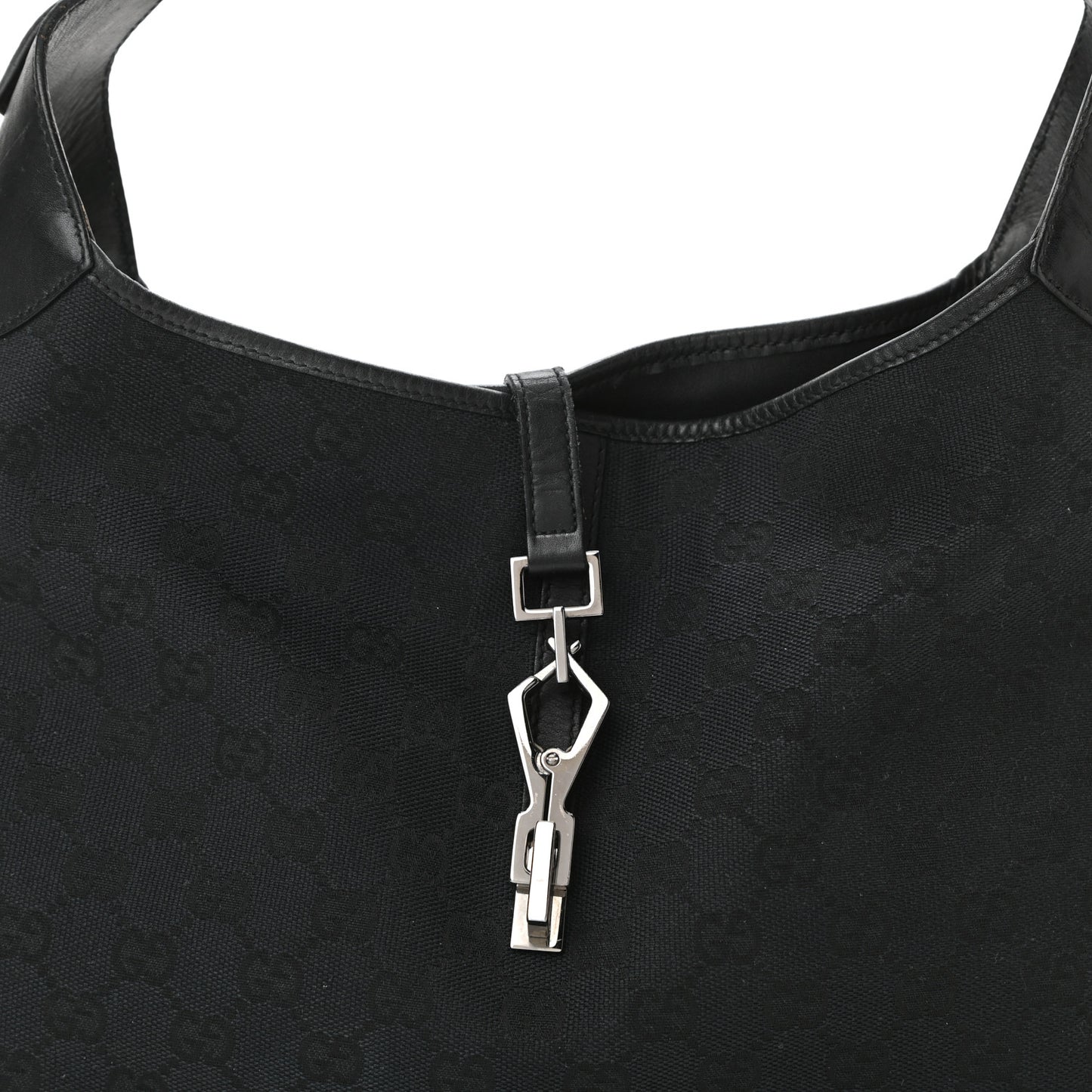 Monogram Lobster Clasp Jackie O Hobo Black