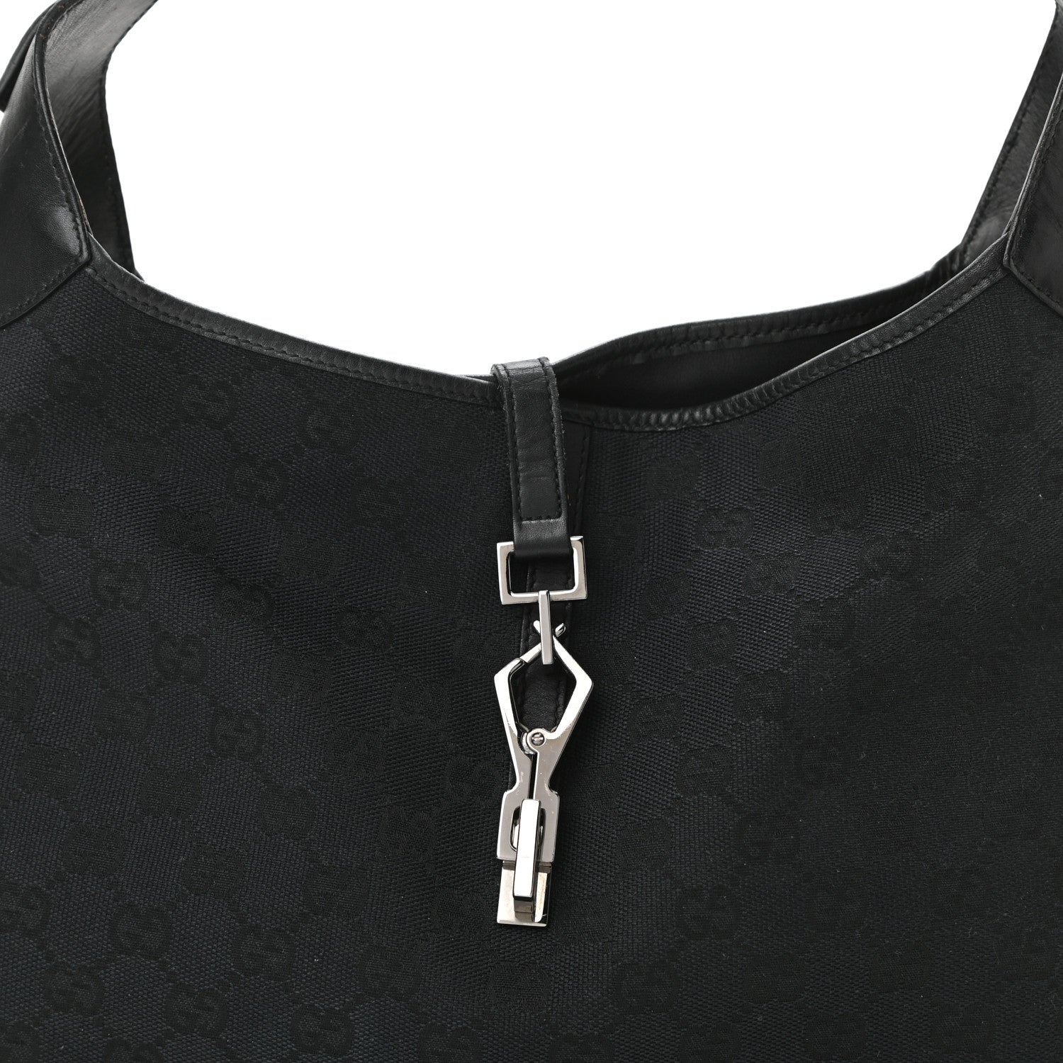 Gucci Monogram Lobster Clasp Jackie O Hobo Black 8 of 12