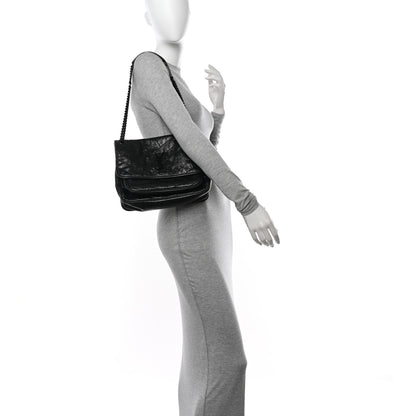 Saint Laurent Crinkled Calfskin Matelasse Monogram Large Niki Chain Satchel Black 2 of 10