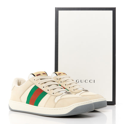 Gucci Nylon Nubuck Web Womens Screener Sneakers 35.5 Mystic White Dusty Milk 10 of 10
