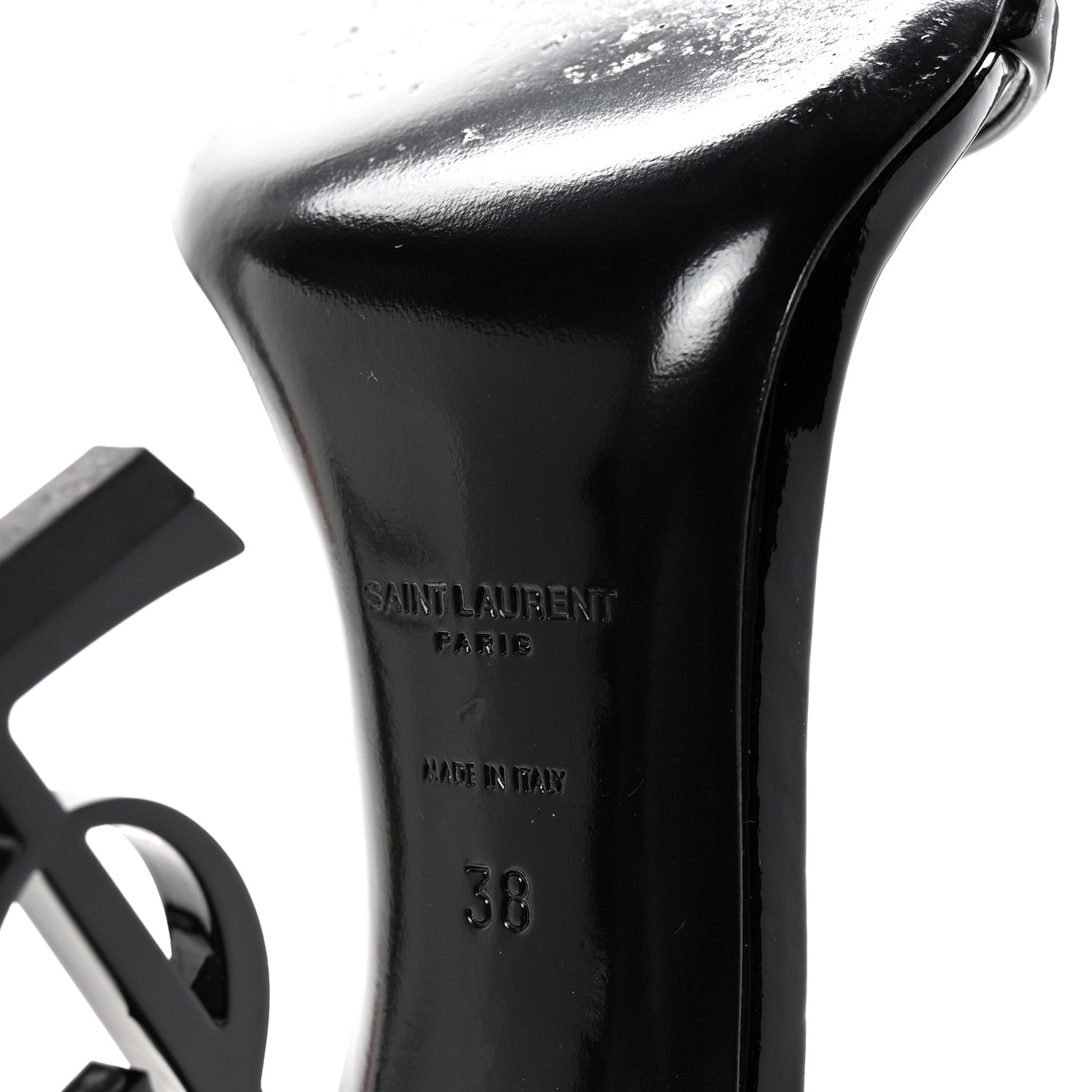 Saint Laurent Patent Calfskin Opyum 110 Sandals 38 Black 7 of 9