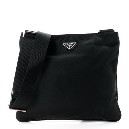 Prada Tessuto Nylon Saffiano Flat Messenger Bag Black 1 of 12