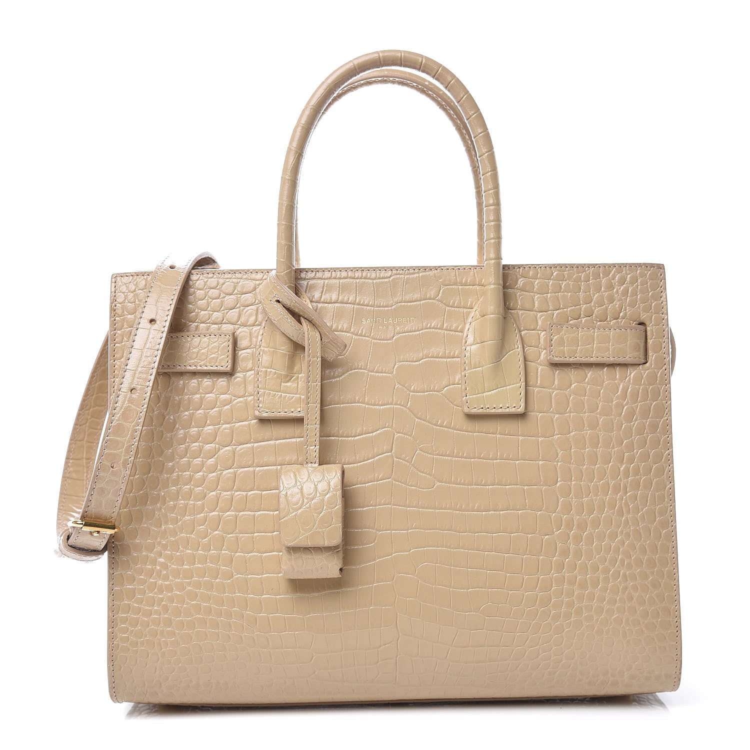 Saint Laurent Calfskin Crocodile Embossed Baby Sac De Jour Nude 1 of 10