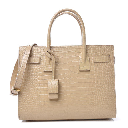 Saint Laurent Calfskin Crocodile Embossed Baby Sac De Jour Nude 1 of 10