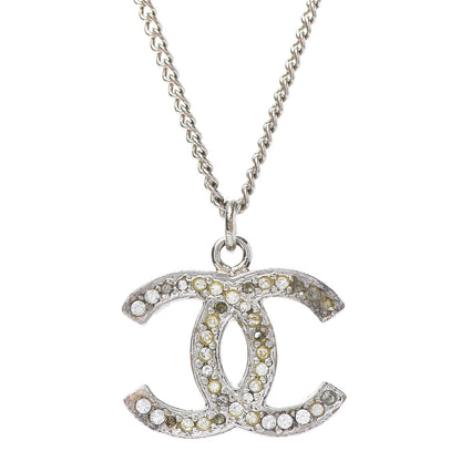 Chanel Crystal CC Pendant Necklace Silver 4 of 6