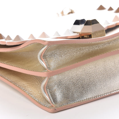 Fendi Vitello Catalan Mirror Scalloped Multi Studded Small Kan I Shoulder Bag Champagne 8 of 11